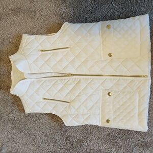 Girls white puffer vest with gold zippers & snaps SZ 10/12